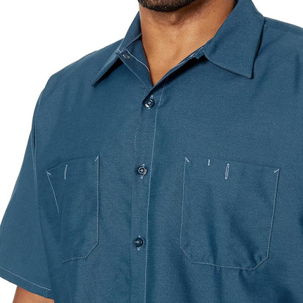 Red Kap Men's Industrial Work Shirt, Regular Fit, Short Sleeve Utility Button, Dark Blue, Medium