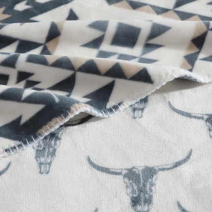 Wrangler - Manta individual, ropa de cama reversible supersuave, inspirada en Yellowstone, ropa de cama occidental de lujo para las estaciones más frías (Gris Dakota, individual)