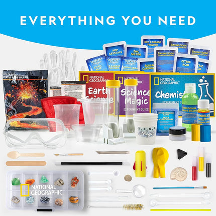 NATIONAL GEOGRAPHIC Mega Science Lab - Science Kit Bundle Pack with 75 Easy Experiments, Featuring Earth Science, Chemistry, and Science Magic Activities for Kids