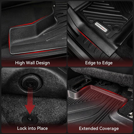 YITAMOTOR Floor Mats Compatible with Ford F150, Custom Fit Floor Liners for 2015-2020 Ford F150 Super Crew Cab with 1st Row Bench Seats, 1st & 2nd Row All Weather Protection
