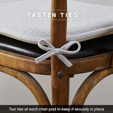 Elegant Comfort 4 Pack Chair Cushion Covers - Skid-Proof Rubber Backing - 16 x 16 Inch - Thick Dining Square Shape Seat Covers - Comfortable Textured Chair Pads with Ties - Thatch Pattern, Gray