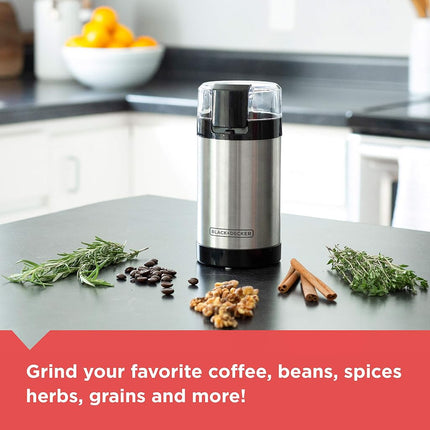 BLACK+DECKER CBG110S Coffee Grinder One Touch Push-Button Control, Stainless Steel