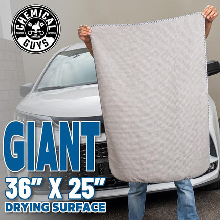 Chemical Guys Waffle Weave Grey Matter 70/30 Blend Microfiber Drying Towel with Silk Edging, 25" x 36"