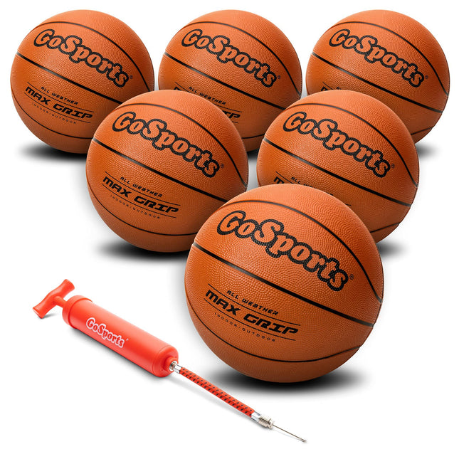 GoSports Indoor/Outdoor Rubber Basketballs - Six P