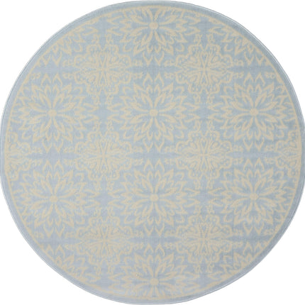 Nourison JUB06 Jubilant Transitional Floral Ivory/Light Blue Area Rug 5'XROUND