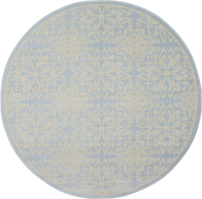Nourison JUB06 Jubilant Transitional Floral Ivory/Light Blue Area Rug 5'XROUND