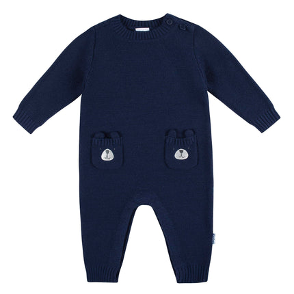 Gerber Baby-Boys Sweater Knit Romper Jumpsuit, Blu
