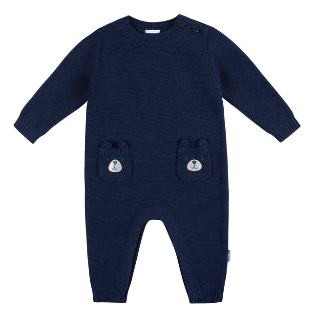 Gerber baby-boys Sweater Knit Romper Jumpsuit, Blu