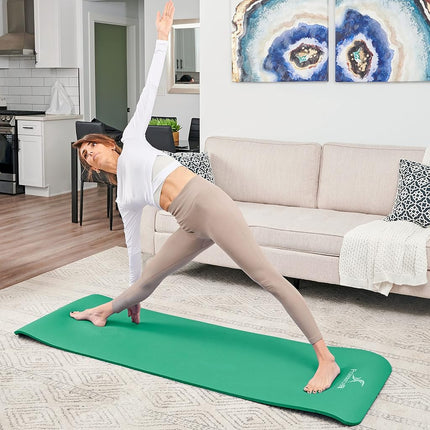 ProsourceFit Extra Thick Yoga and Pilates Mat ½” (13mm), 71-inch Long High Density Exercise Mat with Comfort Foam and Carrying Strap, Green