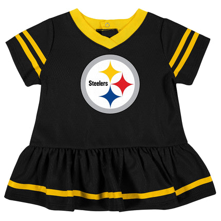 NFL Pittsburgh Steelers Girls 2018Dazzle Dress & Panty, Black, 6-12 Months