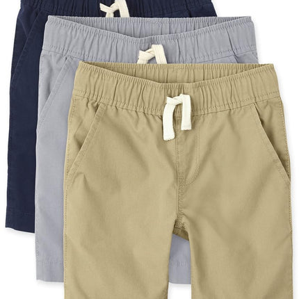 The Children's Place Short de jogging à enfiler pour garçons, lot de 3, Fin Gray/Flax/Tidal, 12