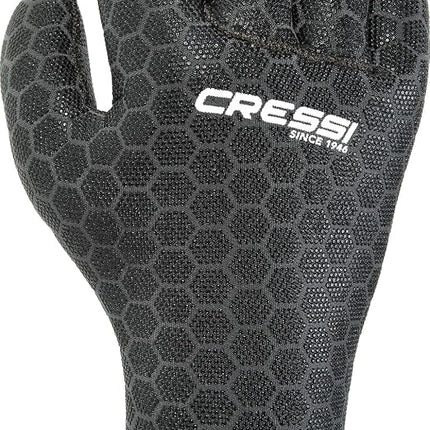 Cressi High Stretch Gloves -Unisex 5-Finger Diving Gloves made of Soft, Single-lined, High-strength Neoprene, 3.5mm, Black/Red Logo, L
