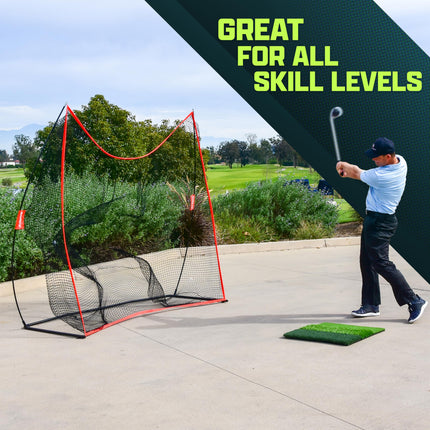 GoSports 7 ft x 7 ft Golf Practice Hitting Net - Personal Driving Range for Indoor or Outdoor Swing Practice