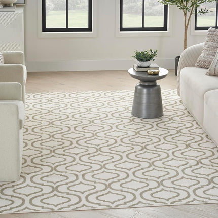 Nourison Jubilant Contemporary Ivory Green 5'3" x 7'3" Area Rug, Easy Cleaning, Non Shedding, Bed Room, Living Room, Dining Room, Kitchen (5x7)