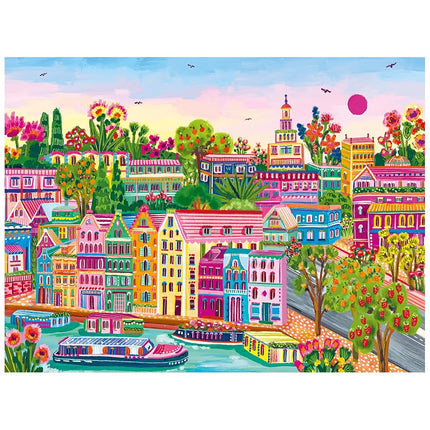 RoseArt - Millie Illustrates - Amsterdam 300 Piece Jigsaw Puzzle – Vibrant Cityscape Artwork, Fun & Challenging Puzzle for Adults