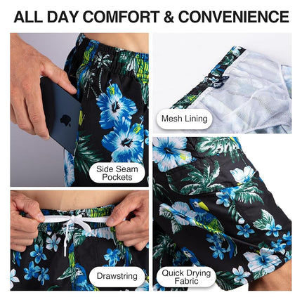 Kanu Surf Maillot de bain Apollo pour homme (tailles standards et grandes tailles), noir Fidji, grand