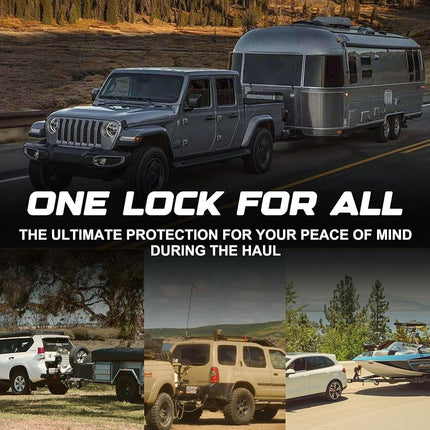 RETRUE Universal Coupler Lock Trailer Locks Ball Hitch Trailer Hitch Lock Adjustable Security Heavy-Duty Steel fits 1-7/8 Inch, 2 Inch, 2-5/16 Inch Couplers, Black, Lightweight …