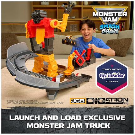 Monster Jam Smash & Bash SmashBot Playset with Launcher, Exclusive 1:64 Scale Monster Truck, 15-Inch Repairable Robot, Kids Toys for Boy and Girls Age 3 and up