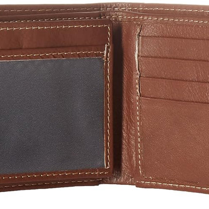 Timberland Men's Wellington RFID Leather Bifold Wallet Trifold Wallet Hybrid, Cognac, One Size