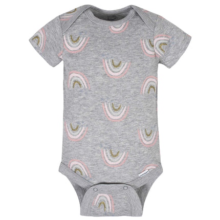 Gerber baby-girls 8-pack Short Sleeve Onesies Bodysuits, Bear Pink, 12 Months