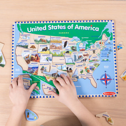 Melissa & Doug Rompecabezas de madera del mapa de EE. UU. (45 pzas.)