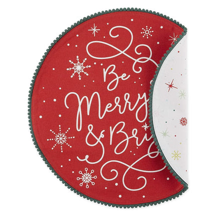 DII Be Merry and Bright Embellished Placemat Set, 15", Red with Snowflakes, Set of 6