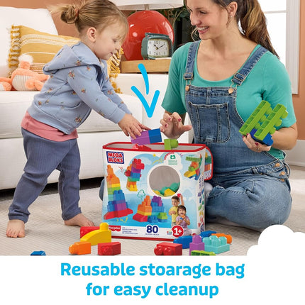 MEGA BLOKS First Builders Big Building Bag Toddler Blocks Toy Blue