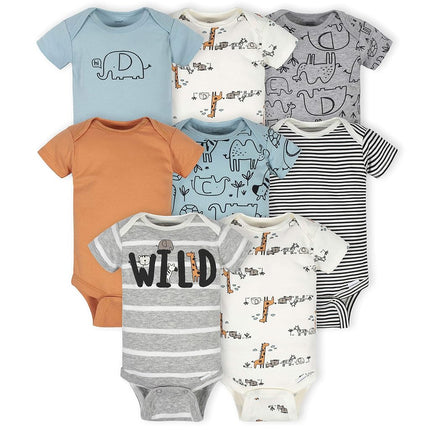 Gerber 8 Pack Baby Boys' Jungle Short Sleeve Onesies® Bodysuits