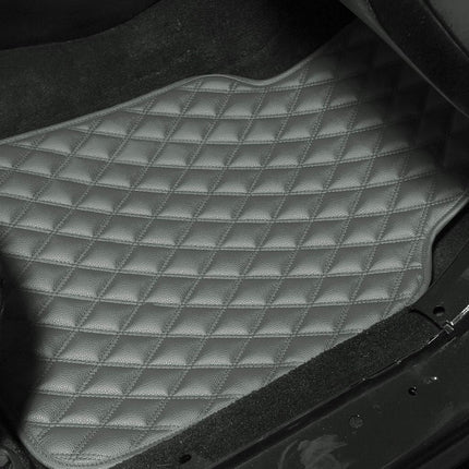 FH Group F12002GRAY Luxury Universal All-Season Heavy-Duty Faux Leather Car Floor Mats Diamond Design w. High Tech 3-D Anti-skid/Slip Backing