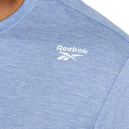 Reebok Apparel Mens Sprint Short Sleeve T-Shirt, Standard Fit, Lightweight Stretch Waffle-Knit Fabric, Stonewash Heather, S