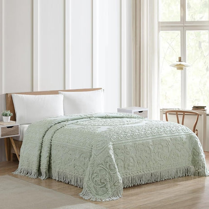 Beatrice Home Fashions Bedspread, Cotton, Sage, Queen