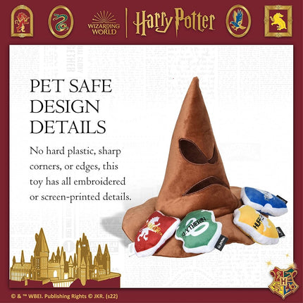 Harry Potter Burrow Pet Toy | Dog Sorting Hat with Plush Removable Parts | Crinkle Dog Chew Toy
