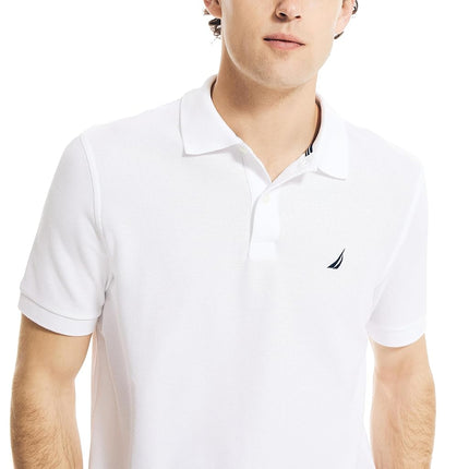 Nautica Men's Solid Anchor Deck Classic Fit Polo, Bright White, S