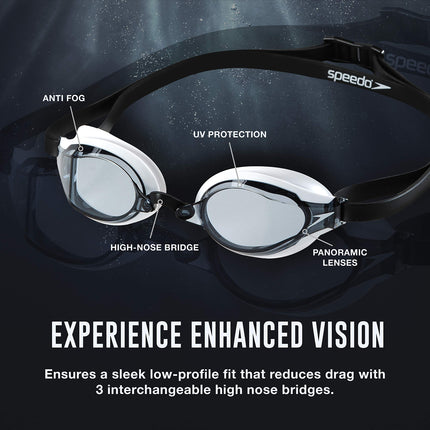Gafas de natación Speedo Unisex-Adulto Speed Socket 2.0, Negro/Plateado Espejado
