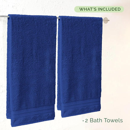 Elegant Comfort Three Line Popcorn Towel Set for Bathroom 27 x 54 inches, Premium Hotel Quality 2-Pack Bath Towels, 100% Turkish Cotton, Soft and Durable, Quick Dry and Highly Absorbent, Cobalt Blue