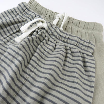HonestBaby Honest Pants Joggers Pull on 100% Organic Cotton for Infant Baby and Toddler, Boys, Girls, Unisex, Mini Stripe Khaki, 0-3 Months