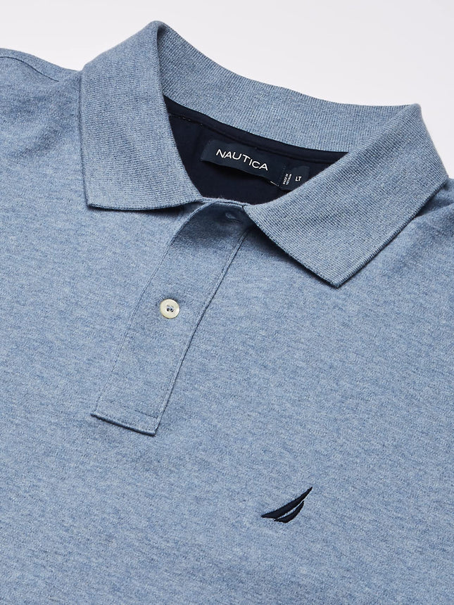 Nautica Men's Classic Fit Short Sleeve Solid Soft Cotton Polo Shirt, Deep Anchor Heather, 4X