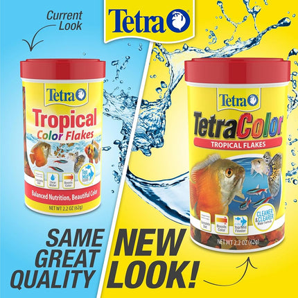 Tetra Tropical Color Flakes Fish Food for Tropical Fish, Enhances Colour and Maintains Vitality, Prebiotic Formula, Ideal for Top-Mid Feeders, 200g