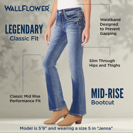 WallFlower Juniors Washed Basic Legendary Bootcut Jeans in Katy Size:0