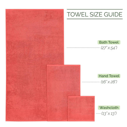 Elegant Comfort 4 Lines Viscose Stripe 6-Piece Premium Towel Set - 100% Turkish Cotton High Absorbent Luxury Bathroom Towels – Includes 2 Washcloths, 2 Hand Towels and 2 Bath Towels Set, Coral