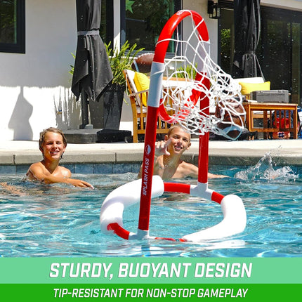 GoSports Splash Pass Floating Pool Football Game Includes Hoop, 4 Footballs and Pump