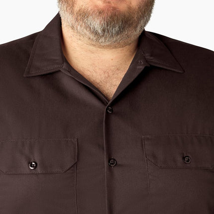Dickies Mens Short Sleeve Work Shirt, Dark Brown, XX-Large Big Tall