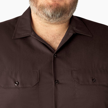 Camisa de trabajo de manga corta Dickies para hombre, XLT, Marrón Oscuro