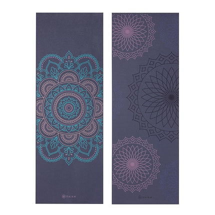 Gaiam Yoga Mat Premium Print Reversible Extra Thick Non-Slip Exercise Fitness Mat for All Types of Yoga, Pilates and Floor Training, Purple Illusion 6mm
