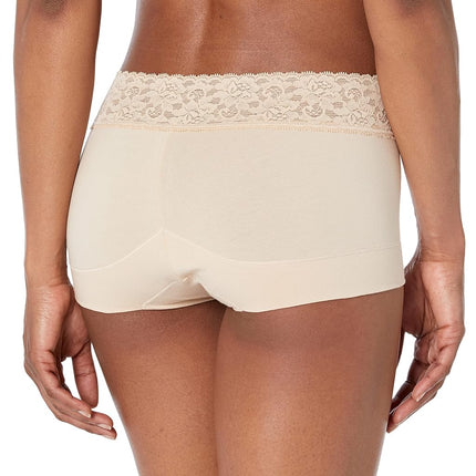 Maidenform Women's Underwear, Stretch Cotton Boyshort Panties, Assorted, 3-Pack Boy Short, Latte Lift/Latte Lift/Latte Lift, L (Pack of 3)