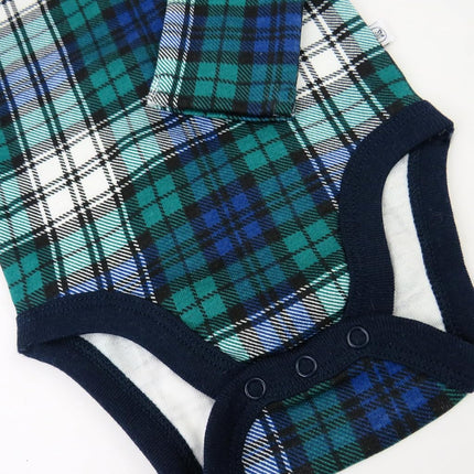 HonestBaby Paquete de 5 bodies de manga larga de una pieza 100% algodón orgánico para bebés, unisex, tartán festivo, 12 meses, tartán festivo, 12 meses
