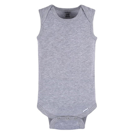 Gerber Unisex Baby Multi-pack Sleeveless Onesies Bodysuit, Grey Heather, 6-9 Months