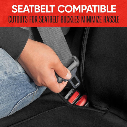 Motor Trend SpillGuard Waterproof Rear Bench Car Seat Cover, Black Stitching – Split Bench Rear Seat Protector with Neoprene Padding, Back Seat Cover for Kids & Dogs, Car Interior Covers