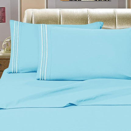 Elegant Comfort Luxurious Bed Sheets Set on Amazon 1500 Thread Count Wrinkle,Fade and Stain Resistant 4-Piece Bed Sheet Set, Deep Pocket, King Aqua Blue