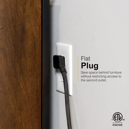 GE UltraPro Protector de Sobretensión de 8 Tomas con Puertos USB, 2 Puertos USB-A, 2.4A, Cable Trenzado de 3 pies, Protector de Sobretensión, 1780 Julios, Negro, 73776